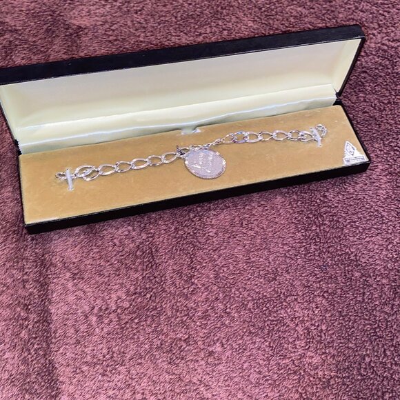 Sterling Silver Lamode Charm Bracelet Happy Anniversary in original box - Picture 1 of 7